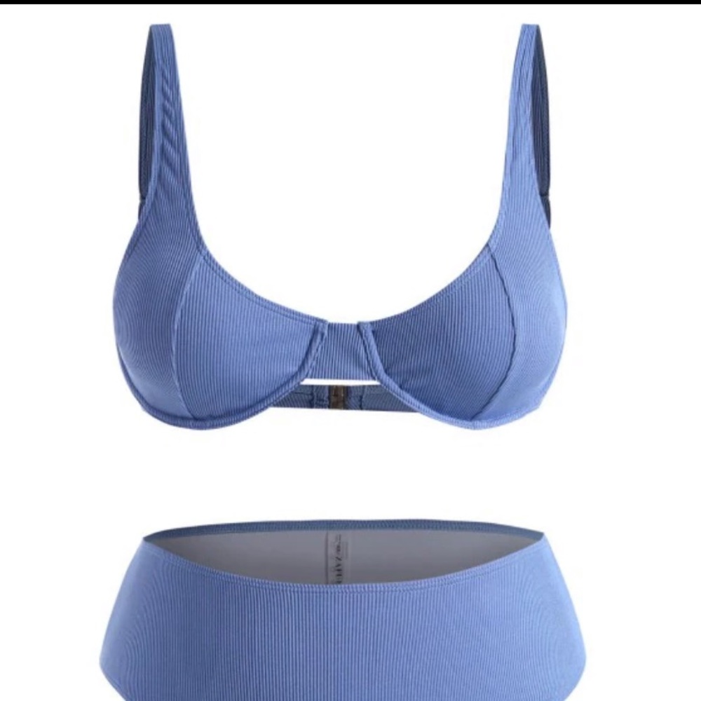 ZAFUL Underwire Ribbed High Waist Bikini Set